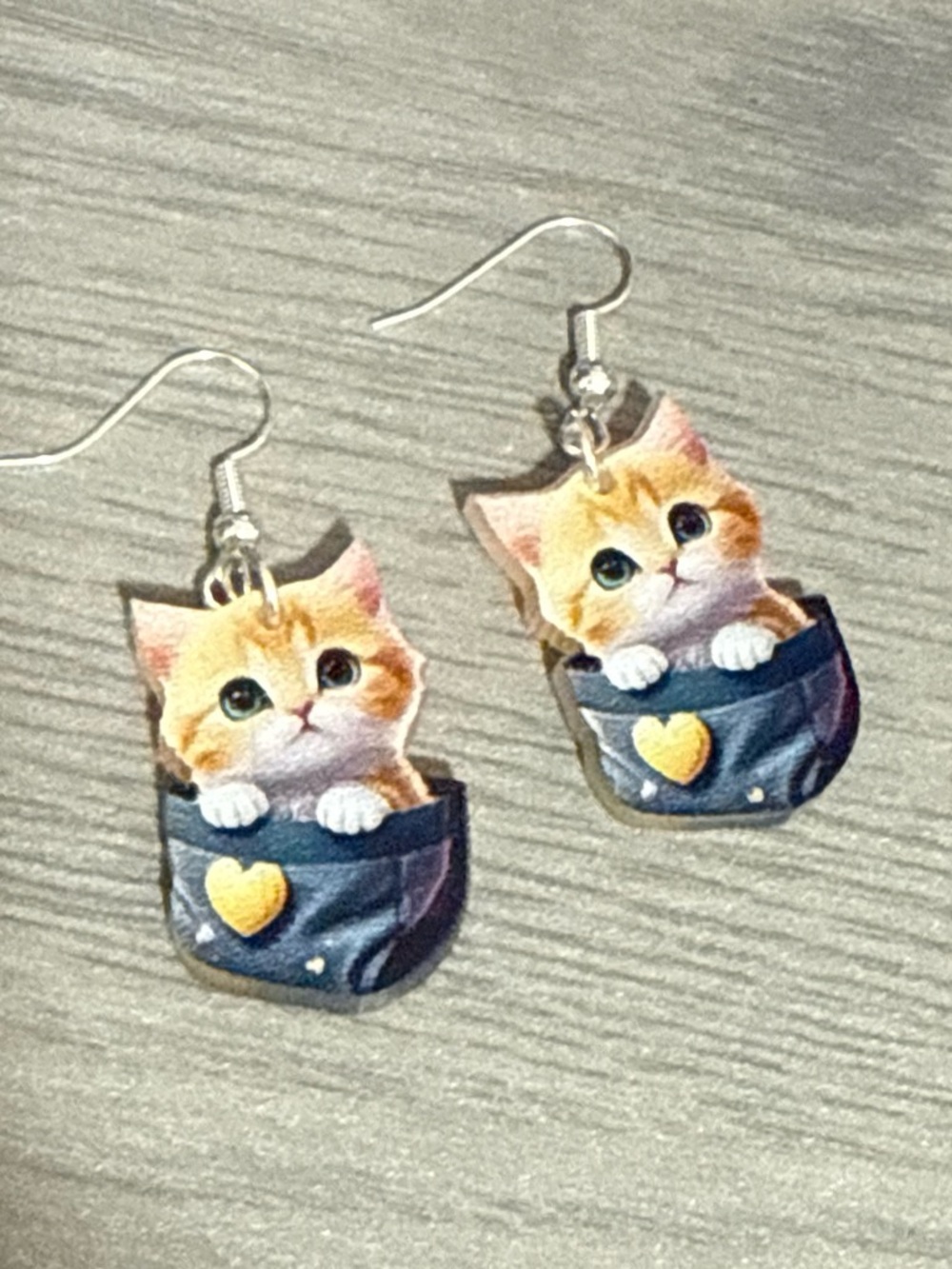 Cute Orange Kitten Pocket Earrings - Pet Cat Accessories